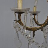 chandelier Crystal bronze dore rocaille style nineteenth pendants
