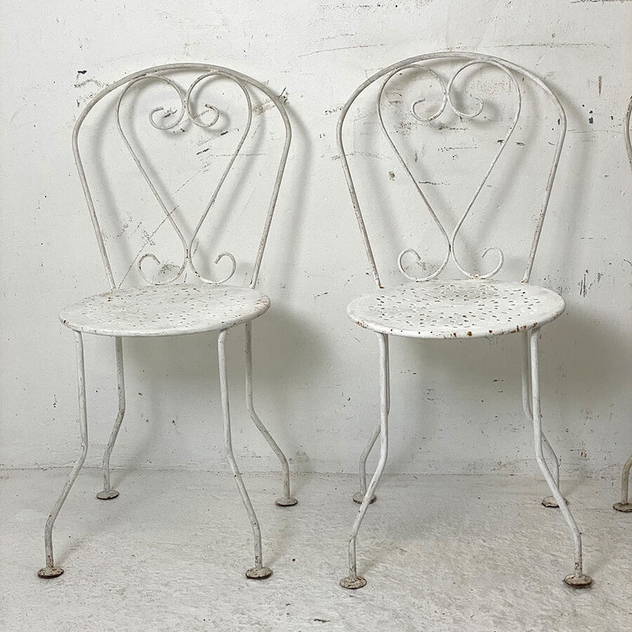 Set of 4 vintage wrought iron garden chairs 60's