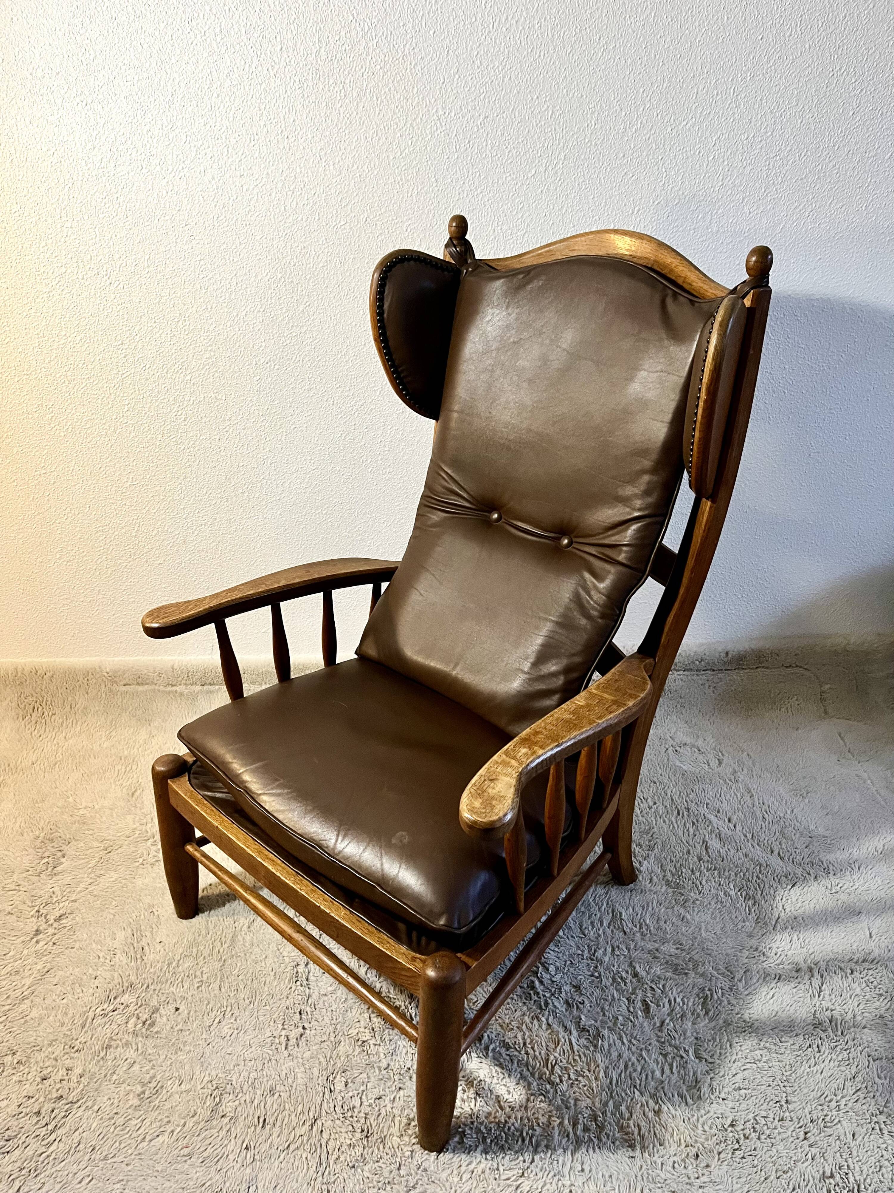 1950s leather wingback armchair