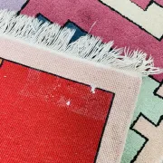 Tapis géométrique animaux/Tetris, vintage 