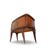 Tables de chevet plaquées en palissandre avec plateau en onyx vert