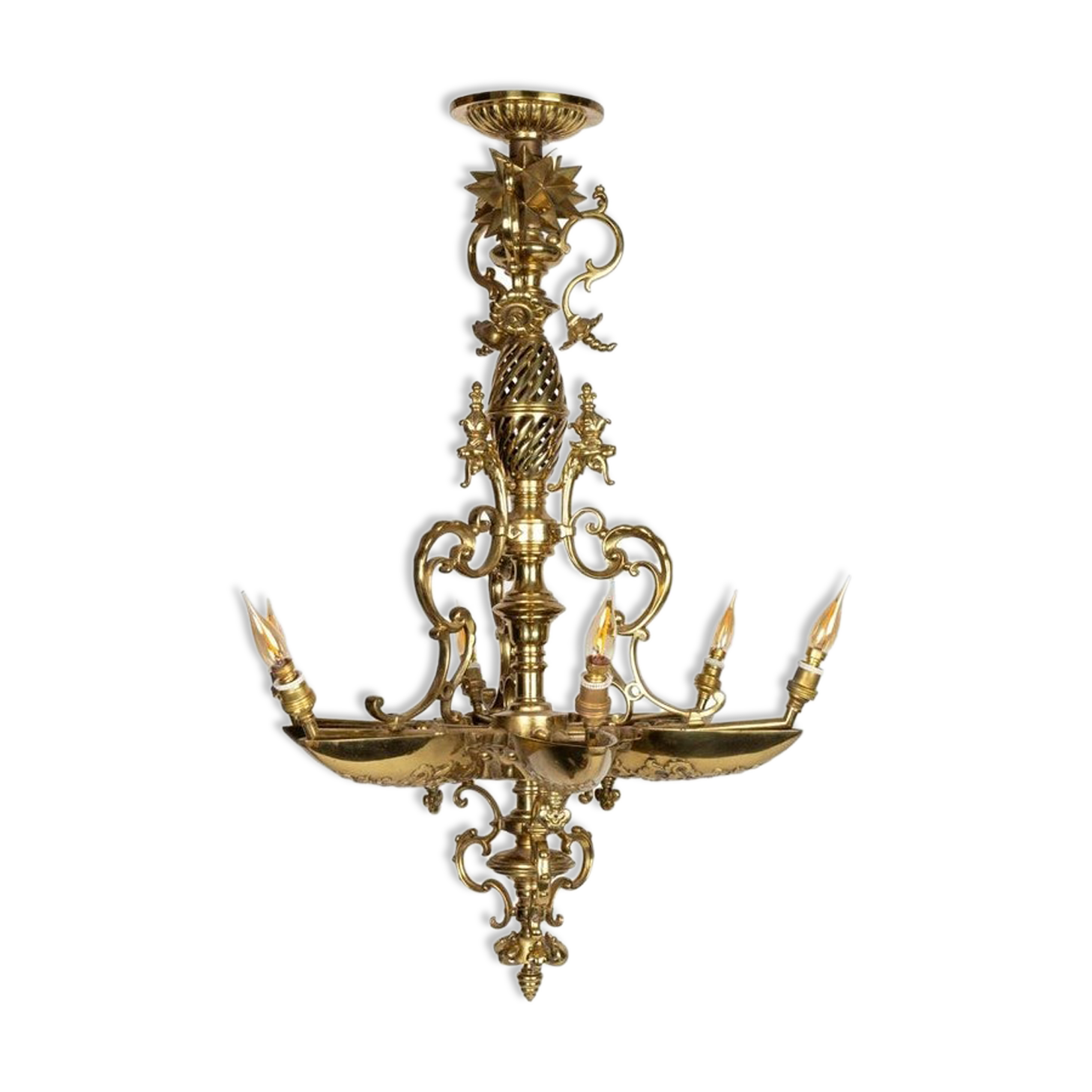 Lustre en bronze doré d'epoque Napoléon III