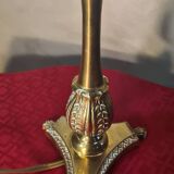 Antique Napoleonic bronze lamp, 3 very pretty tulips in glass paste, unsigned