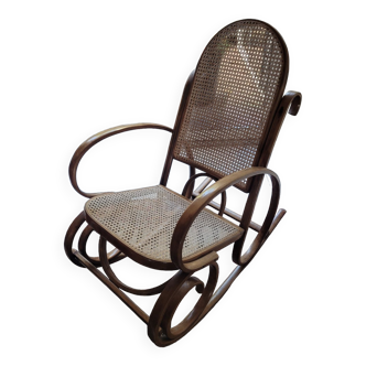 Rocking chair bois et cannage