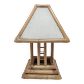 Lampe bambou toile de forme pagode