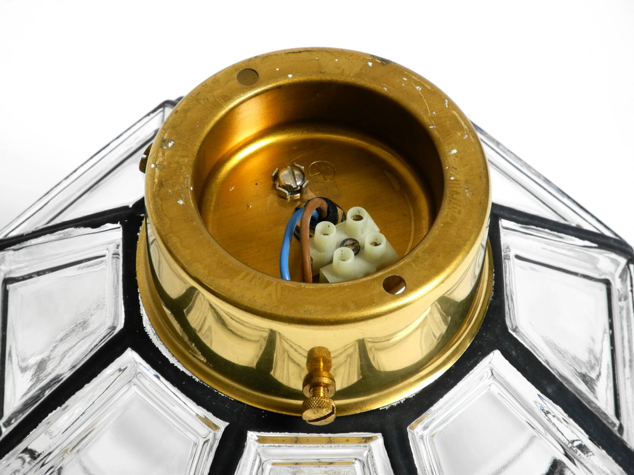 Beautiful 1970s Limburg glass ceiling lamp in octagon shape