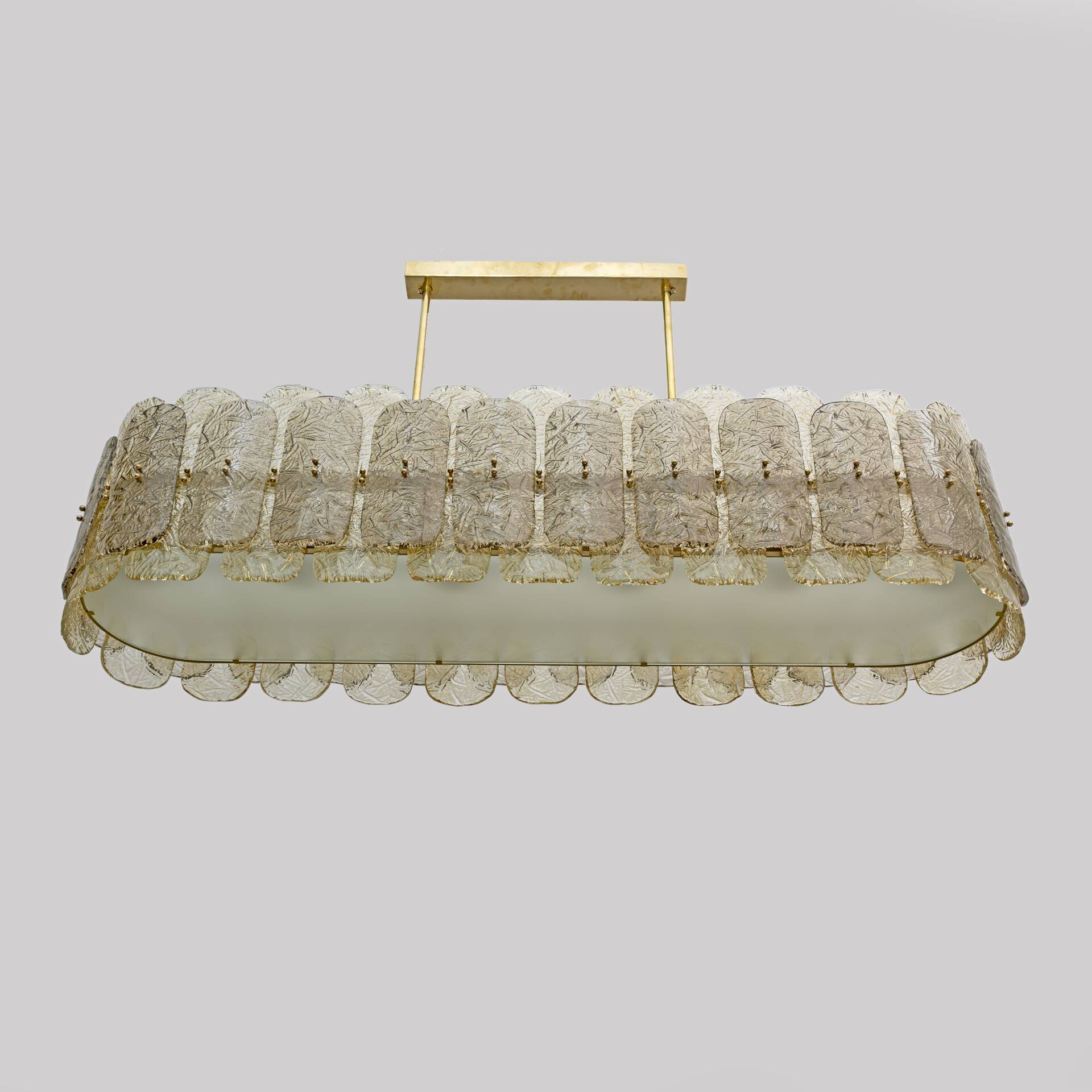 Mid-century Modern Stiyle Italian Brass and Murano Glass Chandelier