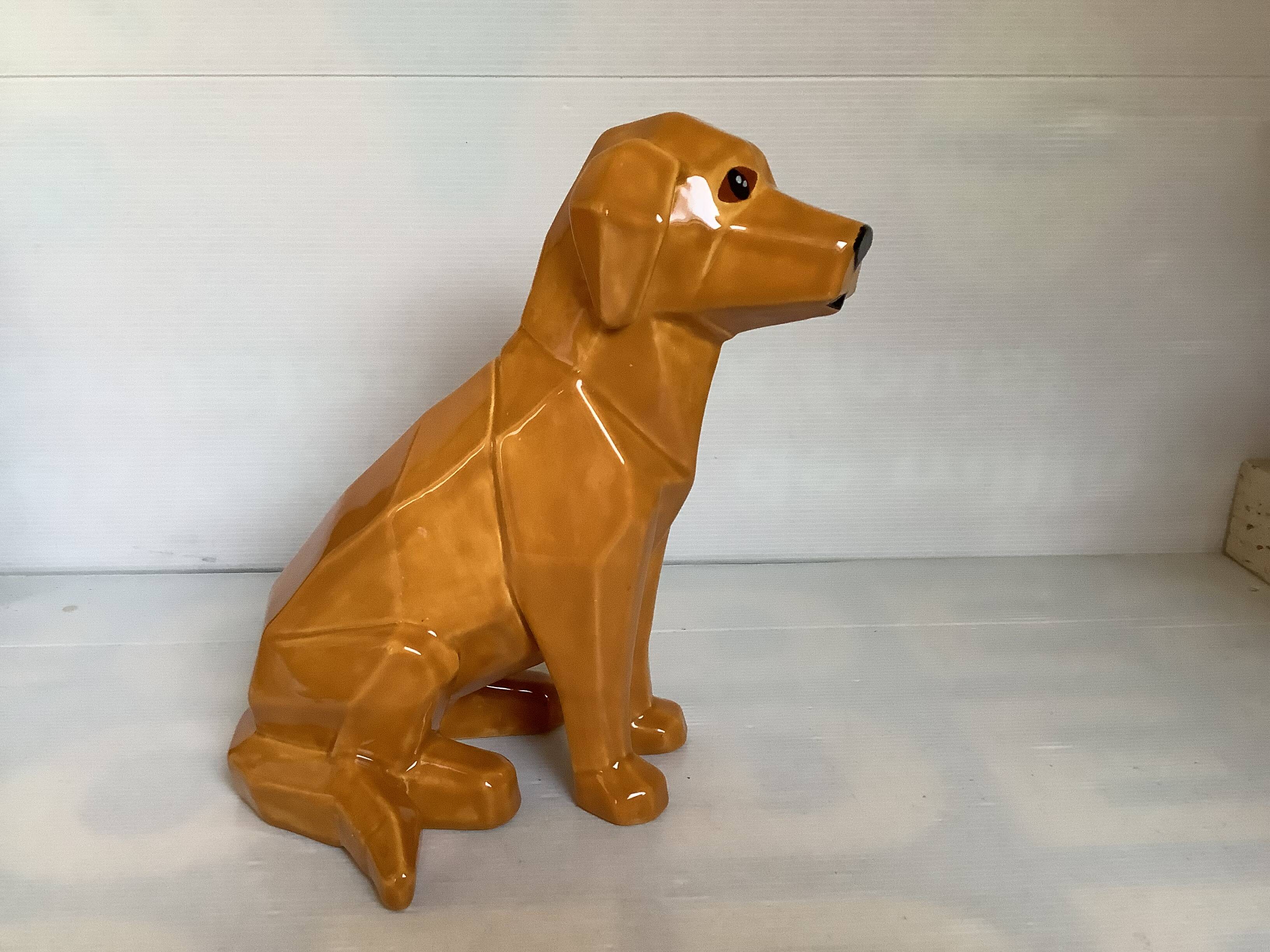 Grand chien style origami céramique