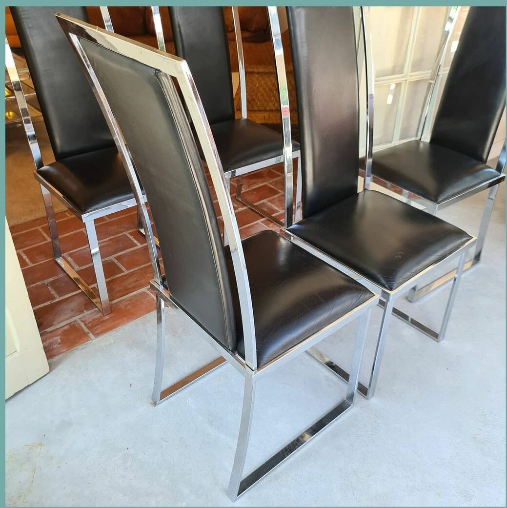 6 leather and chrome chairs