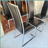 6 leather and chrome chairs