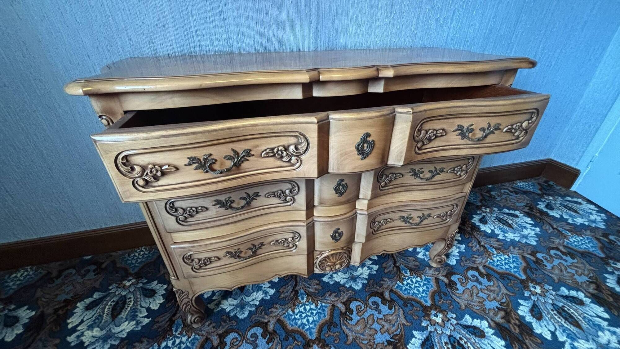 cherry wood commode in Louis XV style