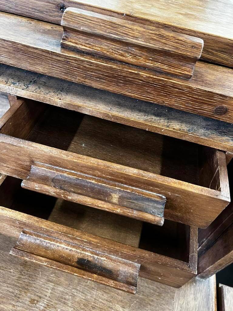 Vintage American wooden desk / desk with roll-up door