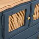 Small renovated vintage buffet in blue from Vosges, Libéron and caning – 2 doors, 2 drawers