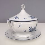 Assiette à soupe néoclassique en porcelaine blanche et bleue de Richard Ginori, Italie