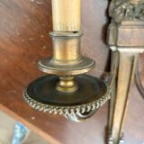 Antique Pair of Gilded Bronze Wall Lights Empire Louis XVI Acanthus Leaf 19th Century