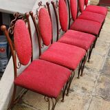 Lot of round table and 6 chairs in ironwork Raymond Menos Haiti