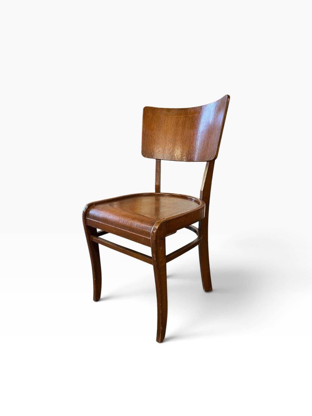 Ensemble de 4 chaises art déco vintage en bois
