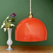 Suspension globe vintage en verre orange