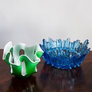 Vintage decorative plate in light blue glass, Italy, 1960s