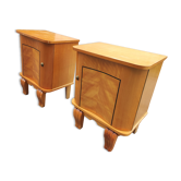 Paire de tables de chevet bois courbé vintage style art déco