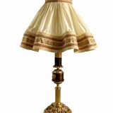 Empire style table lamp with lion heads – gilded bronze and pleated shade