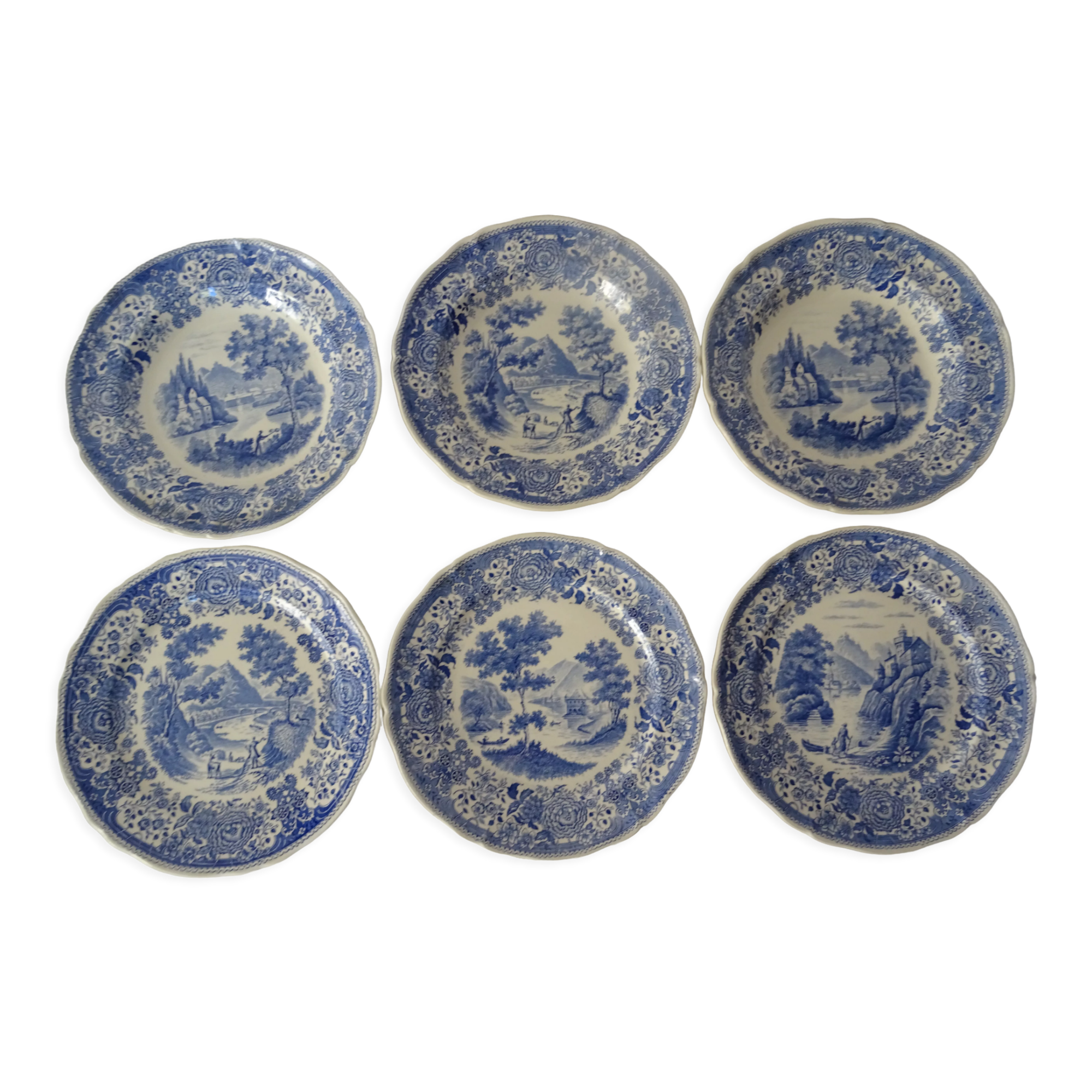 6 old faience plates 434 112 villeroy boch burgenland blue