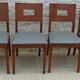 Set of 6 cherry wood style chairs with gray imitation leather seat
