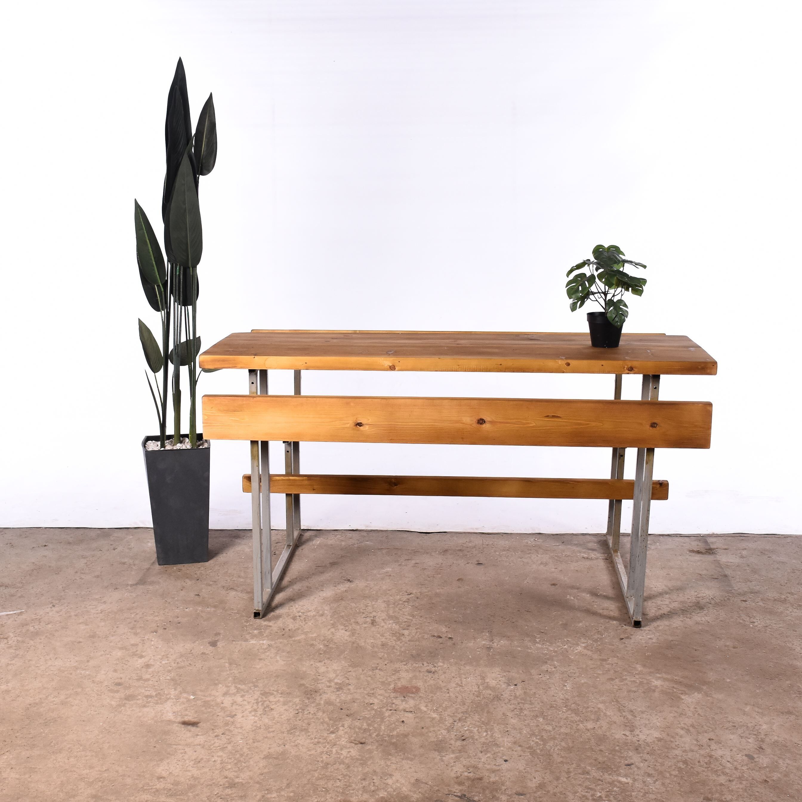 school desk with bench