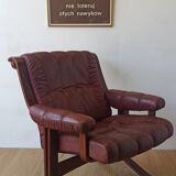 Scandinavian Mid-Century Modern Leather Easy Chair by Ekornes 1970s.
