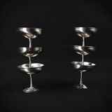 6 stainless steel ice cream bowls on foot Létang Rémy stainless steel dessert service