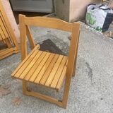 Series of 4 vintage wooden folding chairs