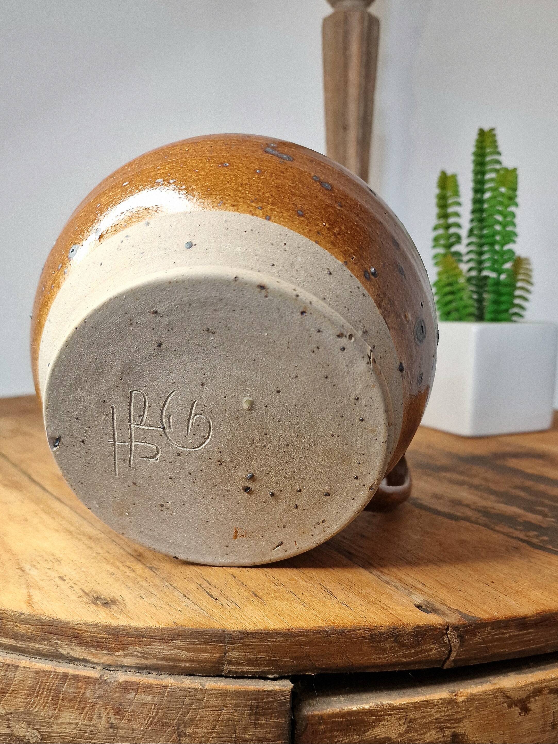 Vintage jug in pyrite stoneware signed JPG – handmade ceramics 70