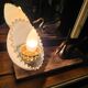 Marble lamp, swan and opaline Art Deco