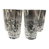 4 verres à eau en cristal de Sèvres 14,5 cm modèle taillé à facettes et pastilles
