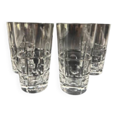 4 verres à eau en cristal de Sèvres 14,5 cm modèle taillé à facettes et pastilles