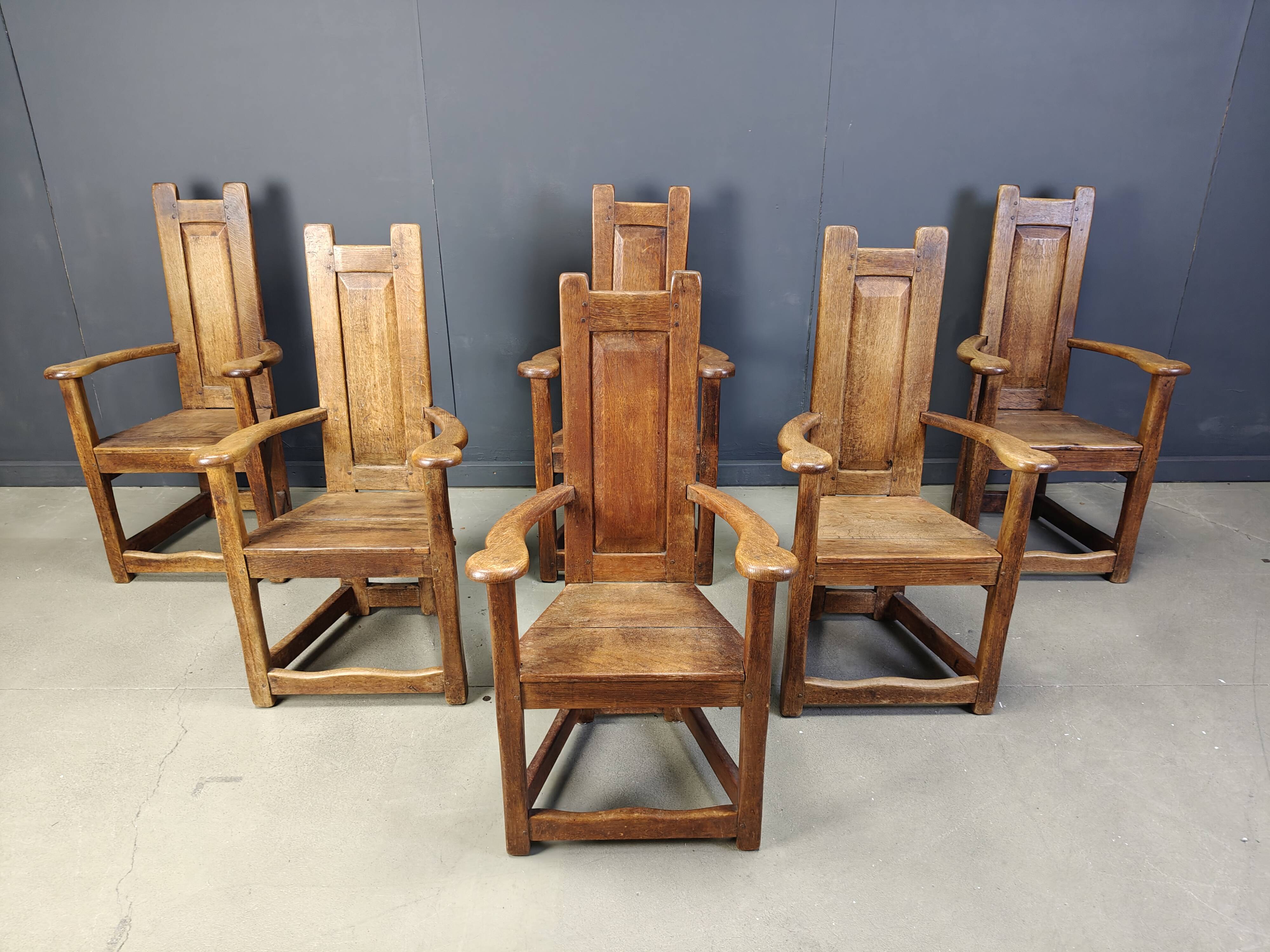 Vintage church chairs, set of 6 - 1950s
