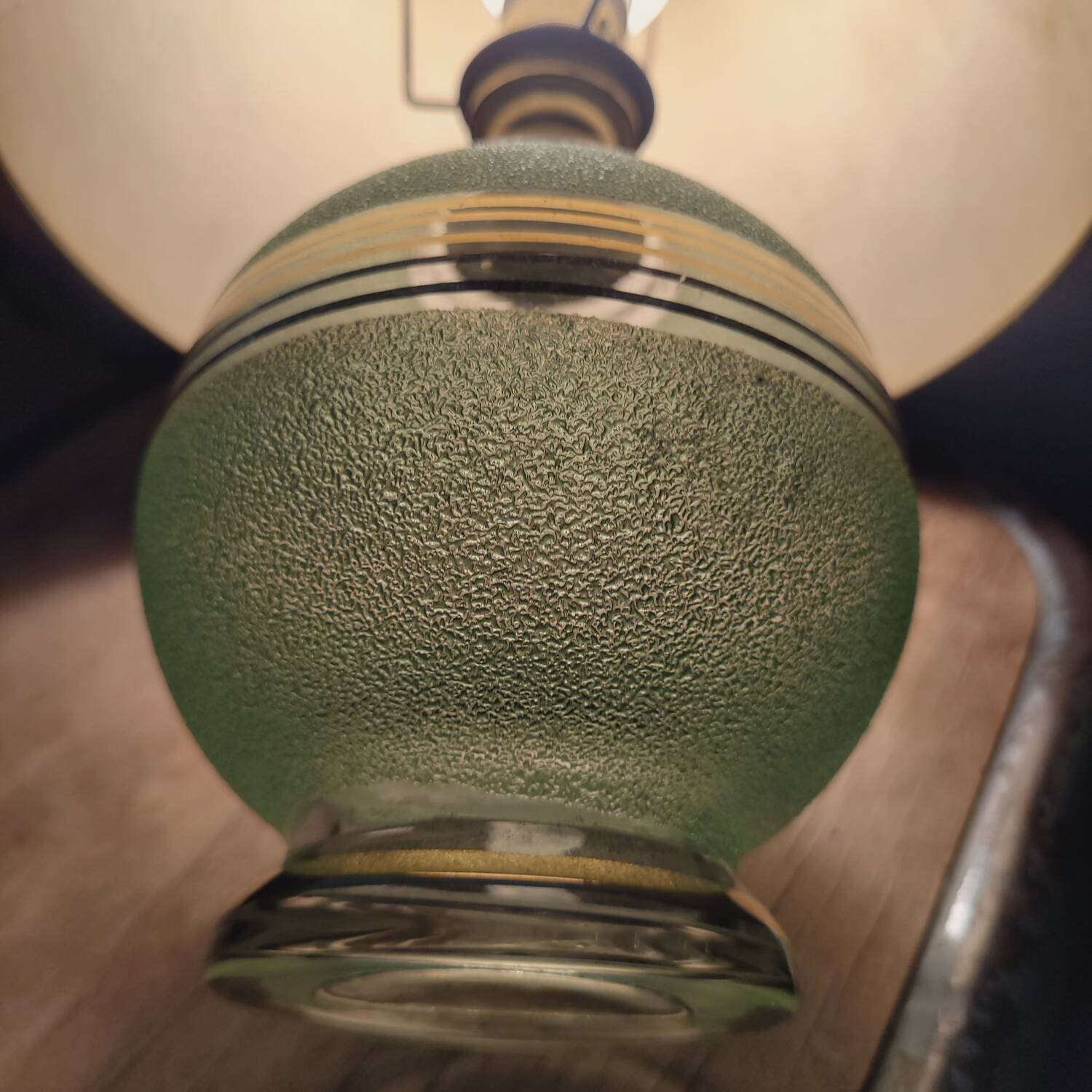 50s lamp with granite glass and gold trim