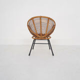 Rohe Noordwolde rattan lounge chair, The Netherlands 1950