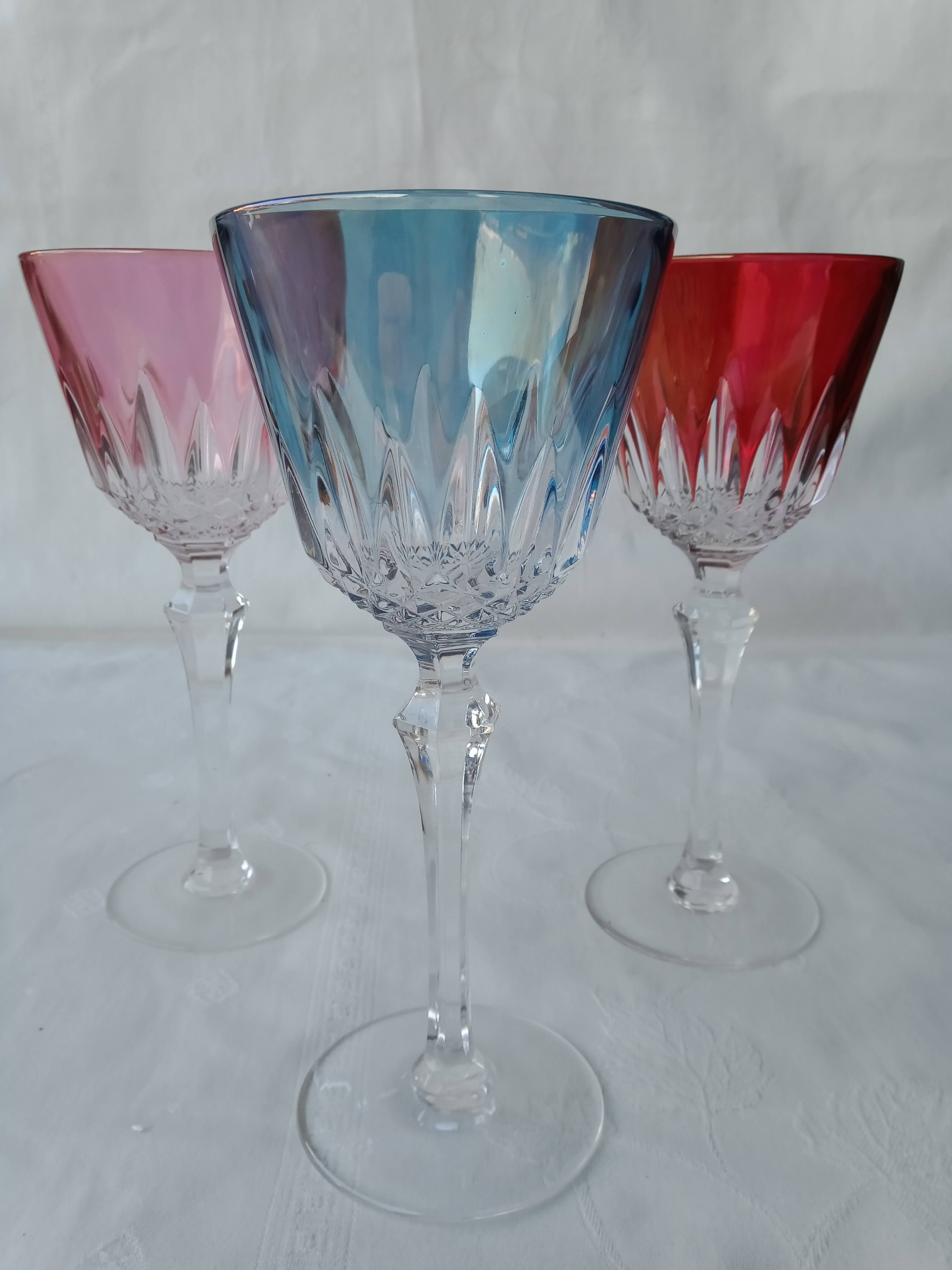 Colored crystal foot glasses