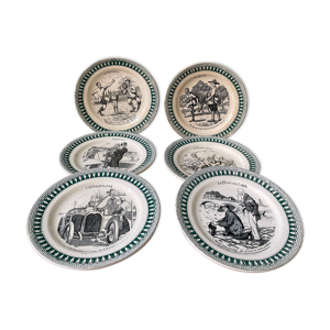 Lot de 6 anciennes assiettes à