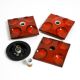Three beautiful original 1970s Space Age red ceramic wall lamps