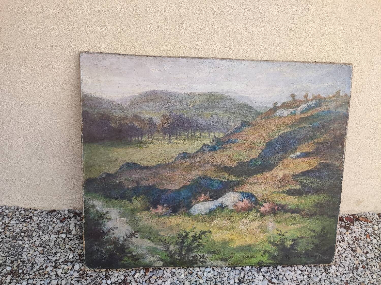 Oil on canvas, old painting signed Marcel Baron