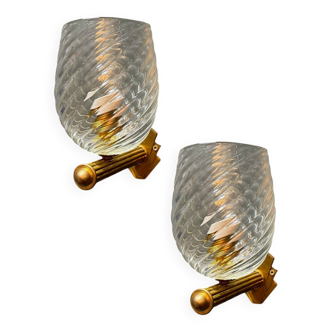 Murano Glass Brass Sconces Set of 2