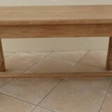 Solid oak farmhouse table with 2 large drawers and brass knobs - Fully restored