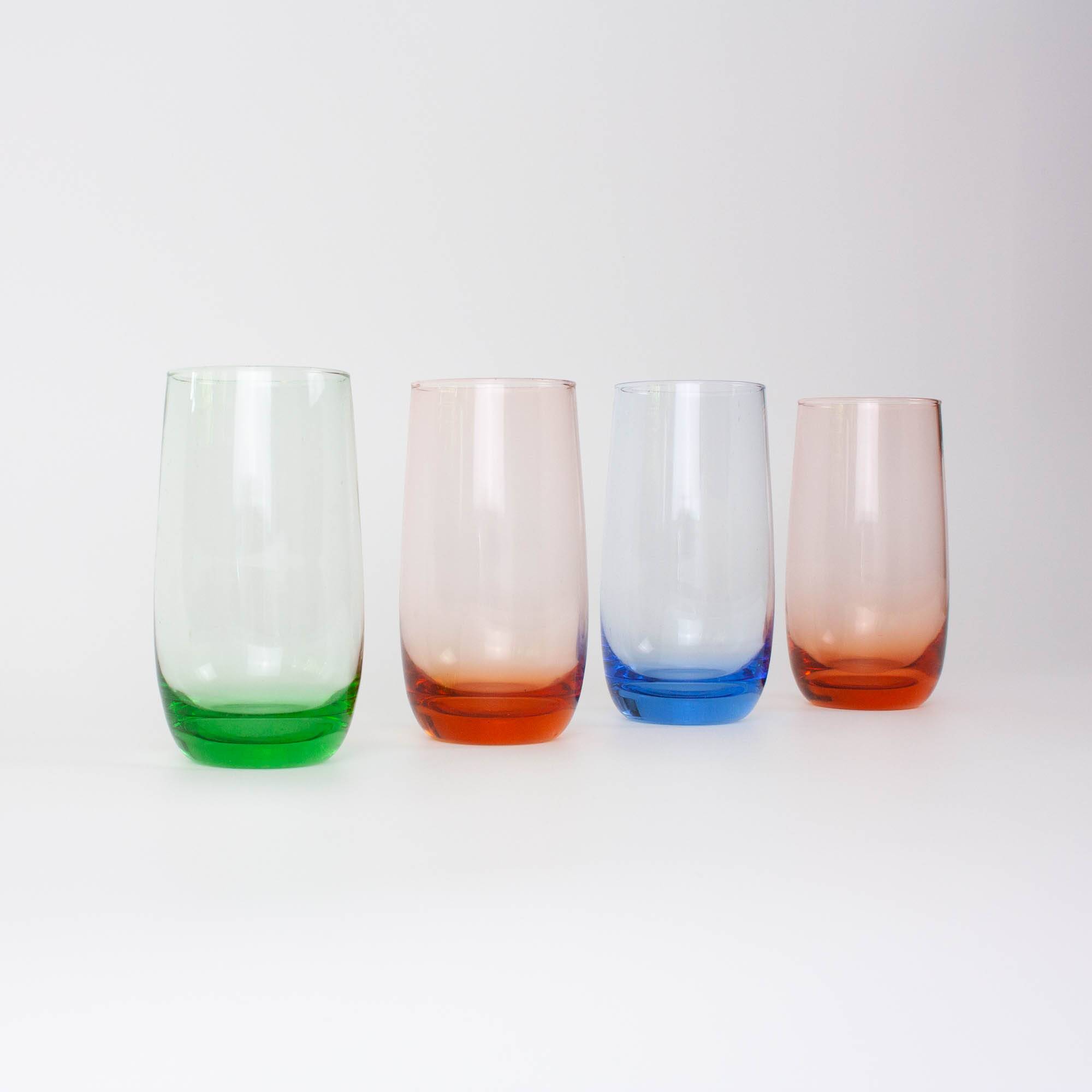 Set of 4 Italian Colorful Glasses, 1980s