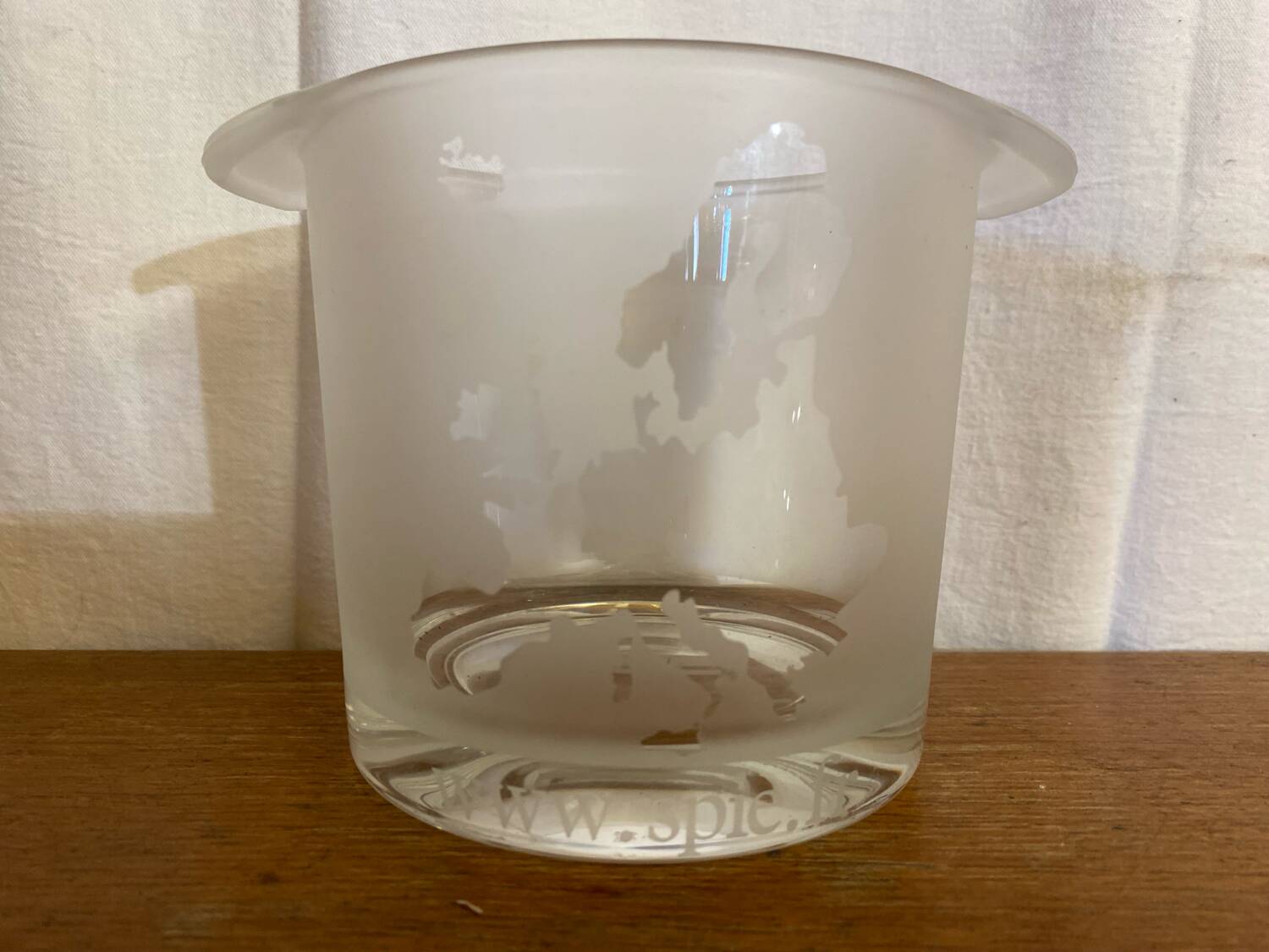 Seau A Glace Ancien SPIE Verre Moulé Carte Europe Vintage