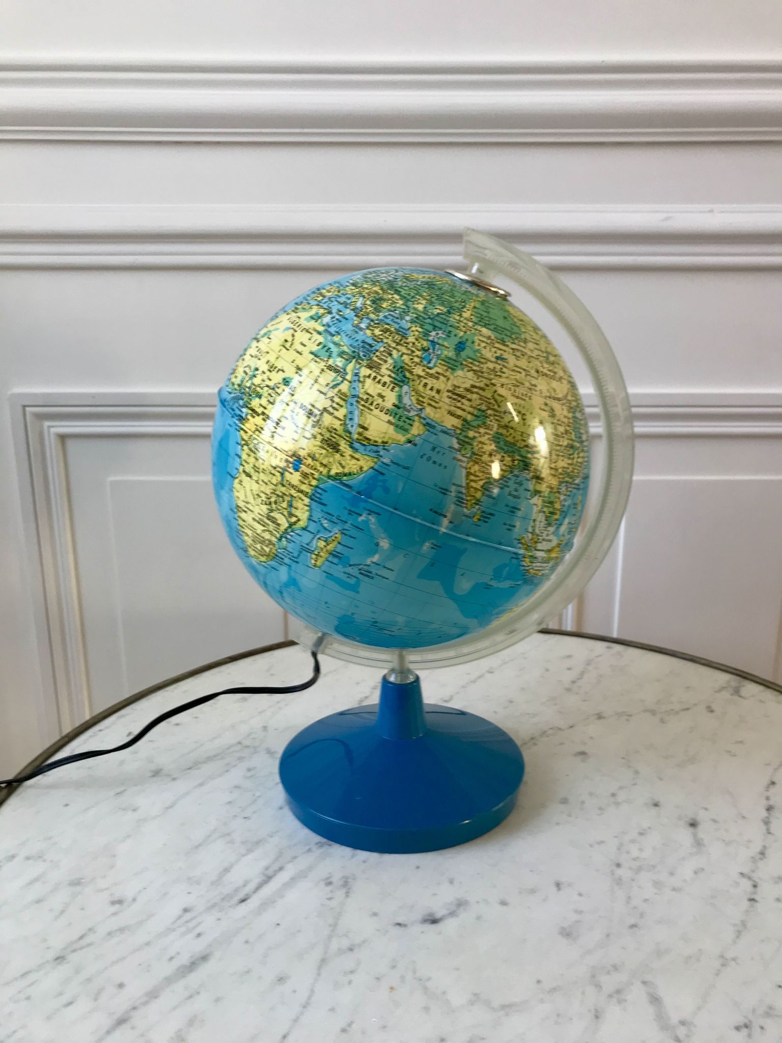 Globe terrestre lumineux années 70