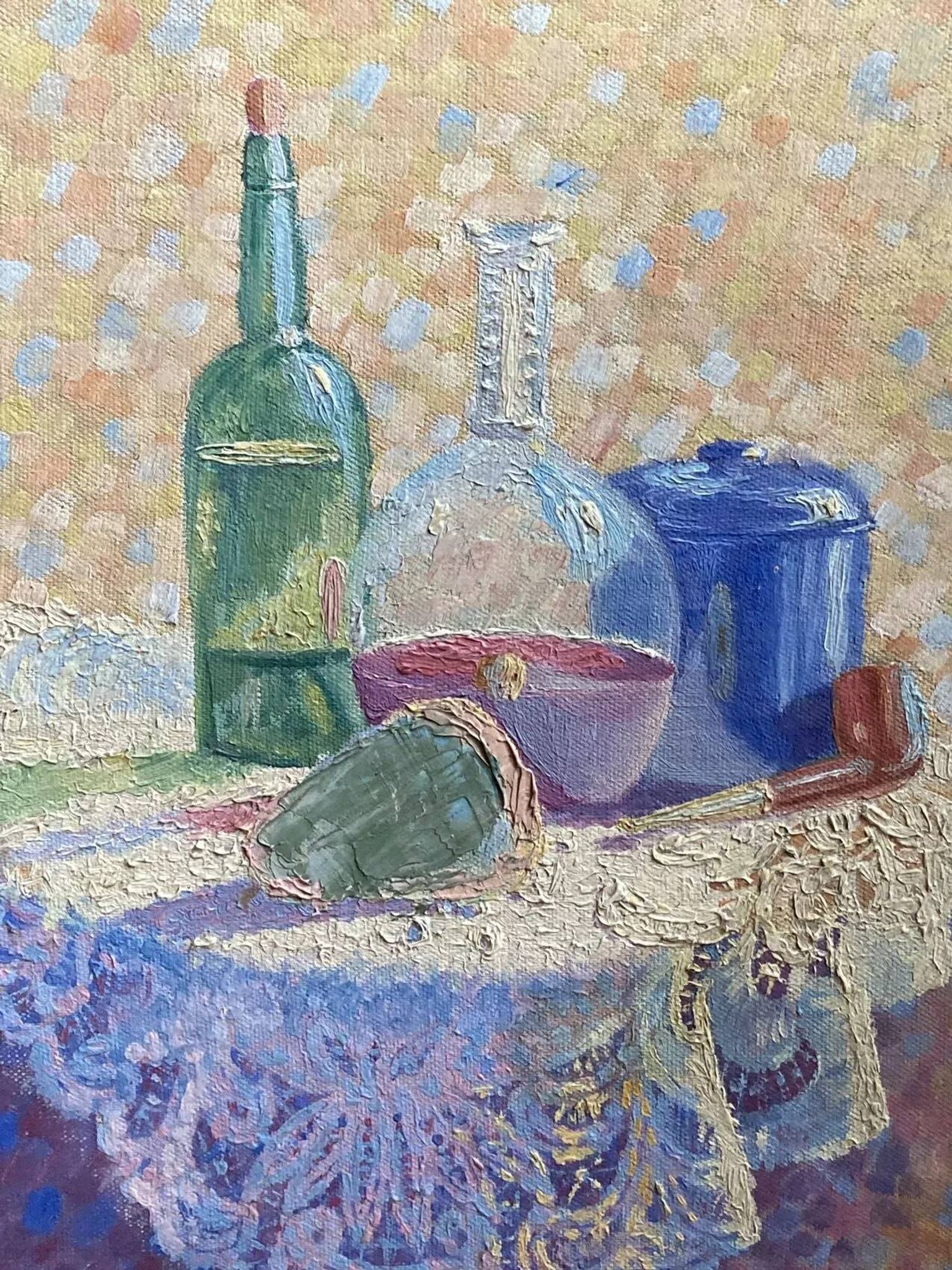 Old still life painting – small oil on mounted cardboard – 1970s/80s