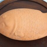 Plat en terre cuite forme poisson vintage, plat zoomorphe