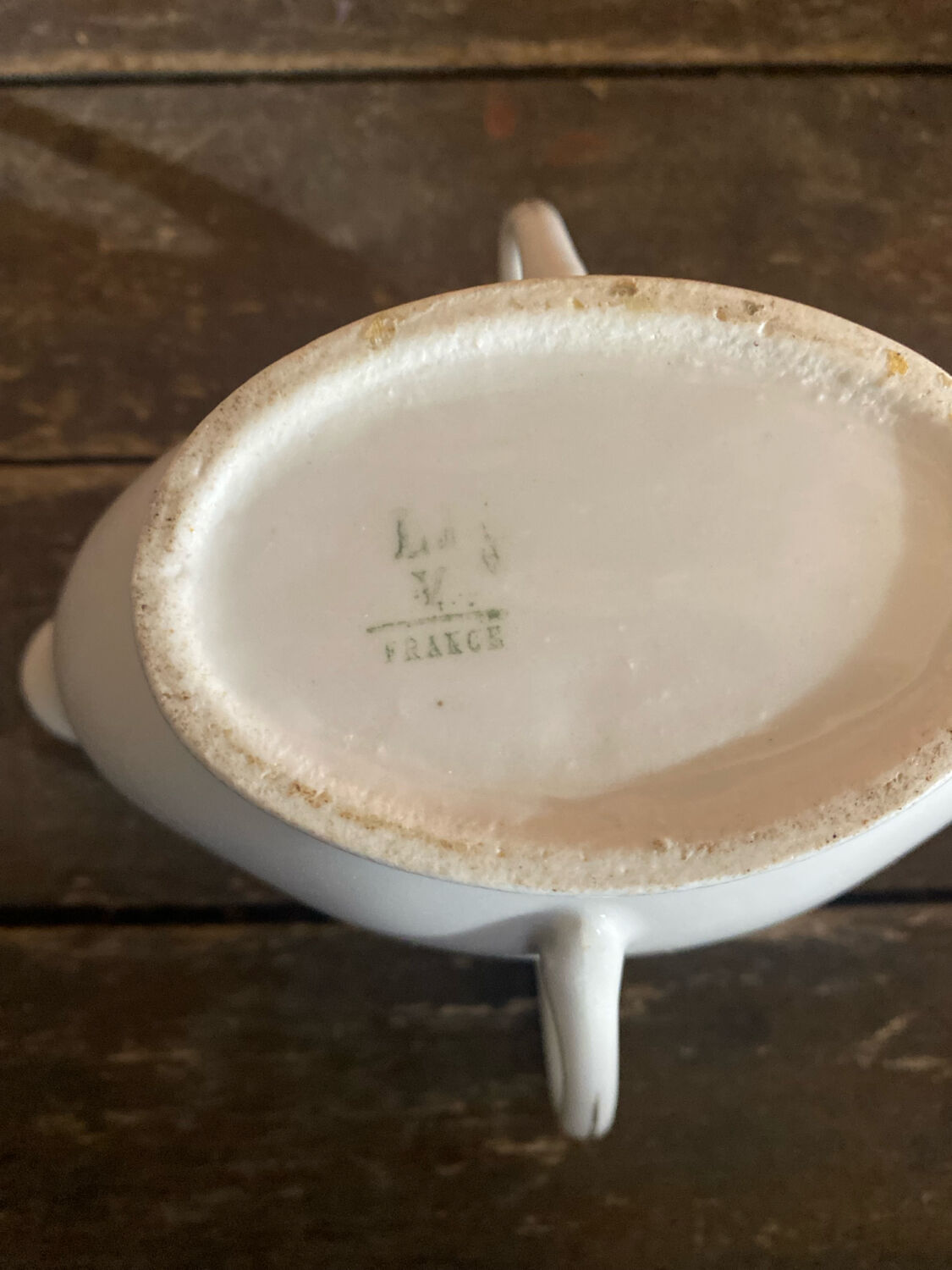 Double Sauce Boat Antique Gras & Maigre White Porcelain #D906